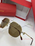 Replica Cartier Gold Frame Mens Double Bridge Sunglasses 